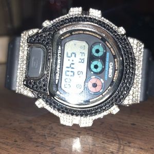 G shock with crystals black and white.